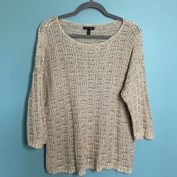 Eileen Fisher Organic Cotton & Linen Open Knit Bateau Neck Sweater - Picture 2 of 8